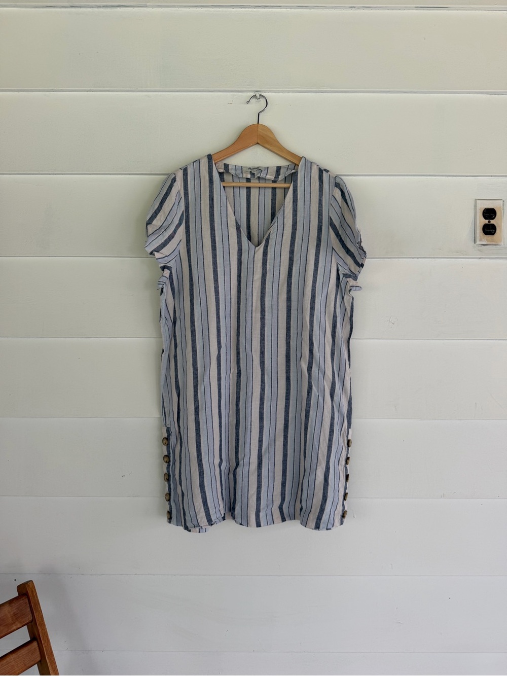 Madewell Blue & White Striped Linen Mini Dress